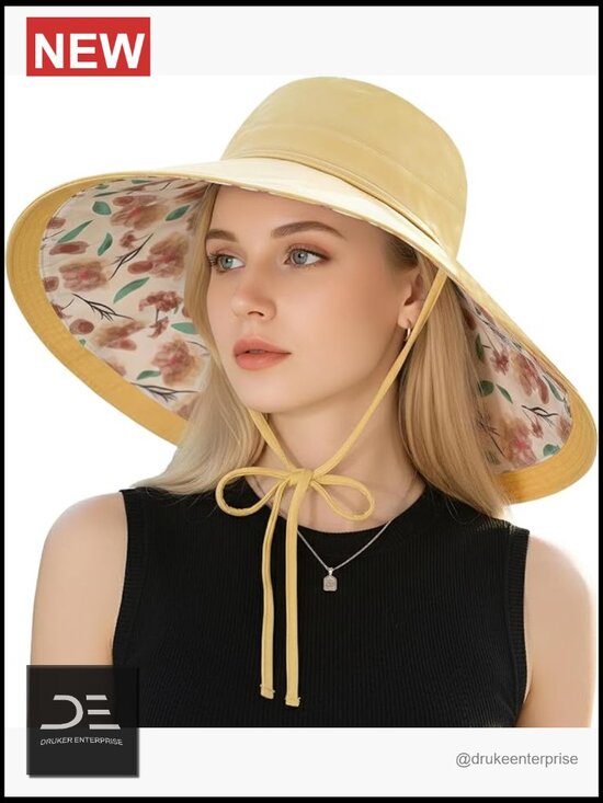 Reversible Wide Brim Sun Hat with Wired Edge UPF 50+ Gardening Hat main image 7